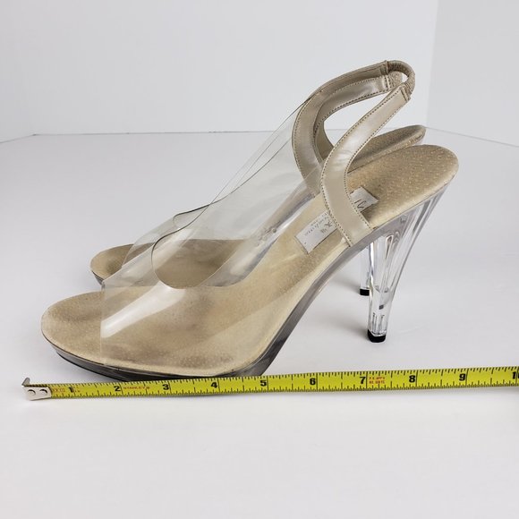 Clear Vinyl Pageant Prom Peep Toe 4.5” Heels 9.5M - Picture 7 of 11